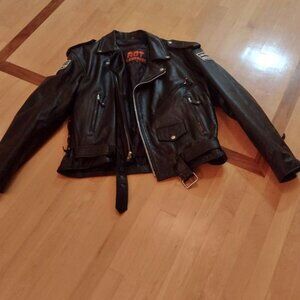 Harley leather men's jacket by Hot Leathers with sewn patches